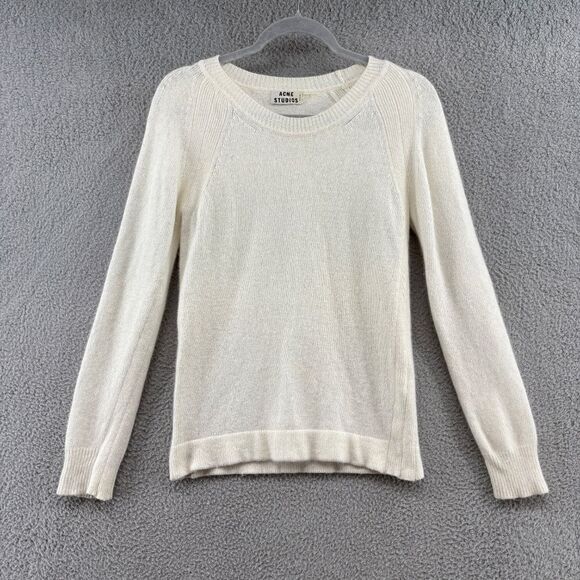 Acne Sweater Ivory Angora Knit Women's Size Medium - Picture 1 of 10